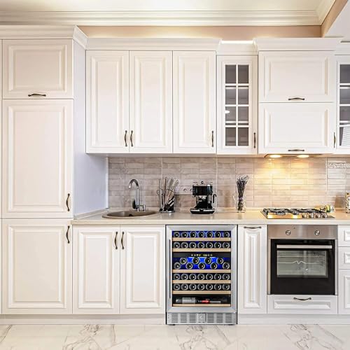 Antarctic Star 24 Inch Wine Fridge, 52 Bottle Wine Cooler Refrigerator. 39-64°F Dual Zone Wine Refrigerator Glass Door, Built in or Freestanding Under Counter Fridge for Home Bar Office - Image 3