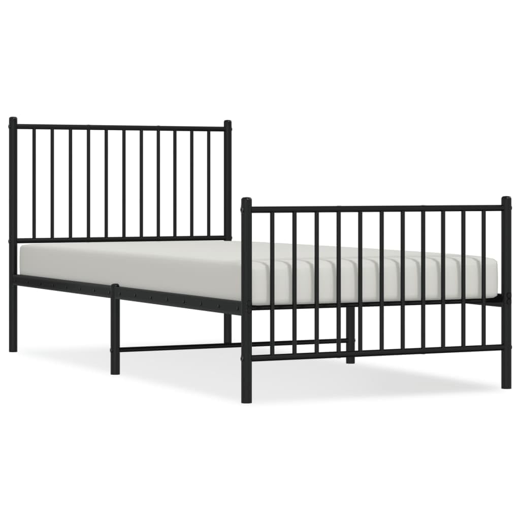 Malowana proszkowo stal Klasyczna rama z listwami Czarny 90x200 cm