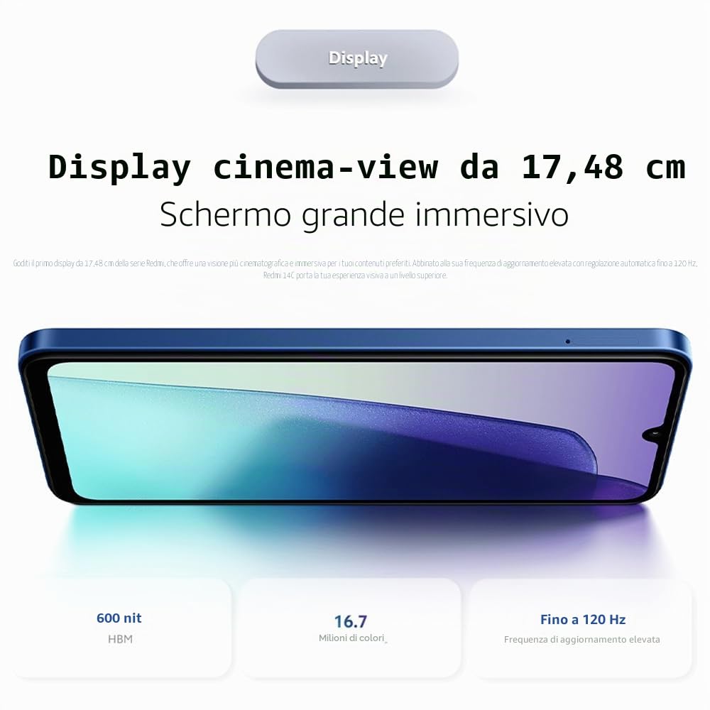 Xiaomi Redmi 14C Smartphone 8 + 256GB Mobile 5160mAh Versione (con NFC ma senza caricabatterie, Blu)
