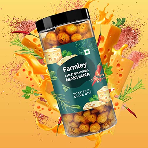Image of Farmley Cheese & Herbs Makhana- Roasted In Olive Oil 450g (Pack of 5, Each 90 g)