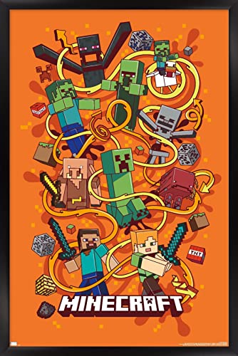 Trends International Minecraft - Funtage Wall Poster, 22.375" x 34", Black Framed Version