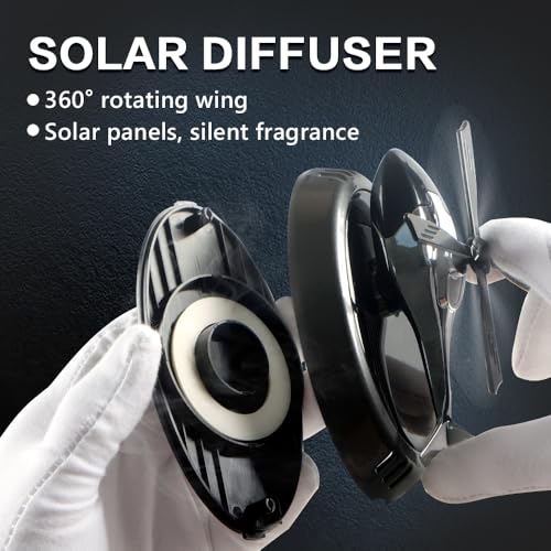 Image of Car Air Freshener, Solar Energy Rotating Car Airplane Aromatherapy Diffuser Automotive Interior Accessories with Plant Extract Air Fresh Perfume Flakes