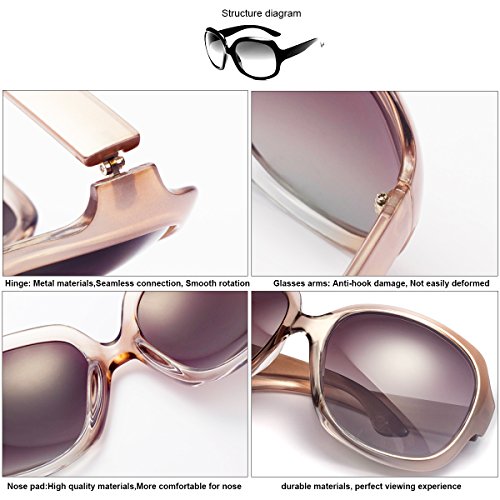 Polarized Sunglasses for Women, AkoaDa UV400 Lens Sunglasses for Female Fashionwear Pop Polarized Sun Eye Glass(Champagne) - Thumbnail 3