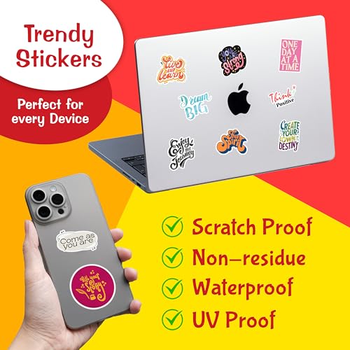 Image of CodersParadise - Pack of 250+ Motivation Inspiration Stickers for Laptop - Waterproof Residue Free Positive Words Motivational Inspirational Quote Sticker