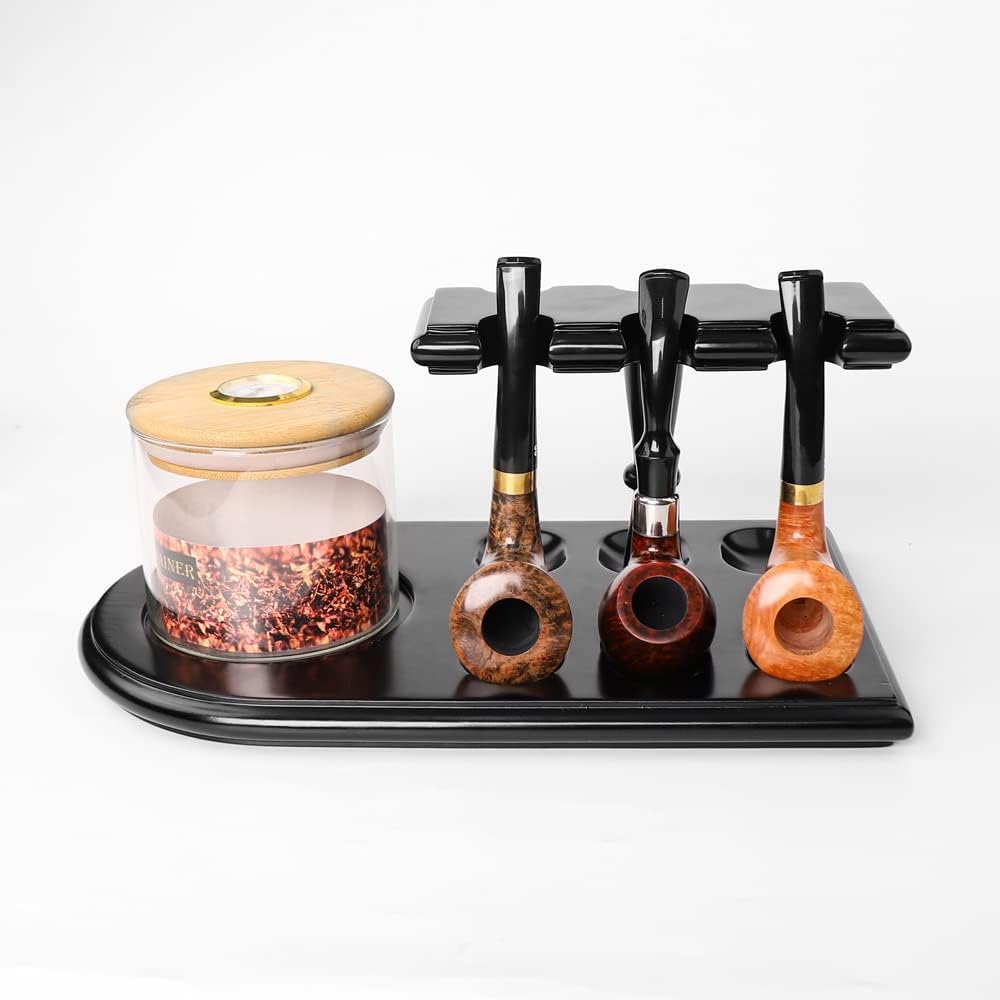 MUXIANG Pipe Stands for Cigar Humidor Jar and Pipe European Beech Wood Tobacco Pipe