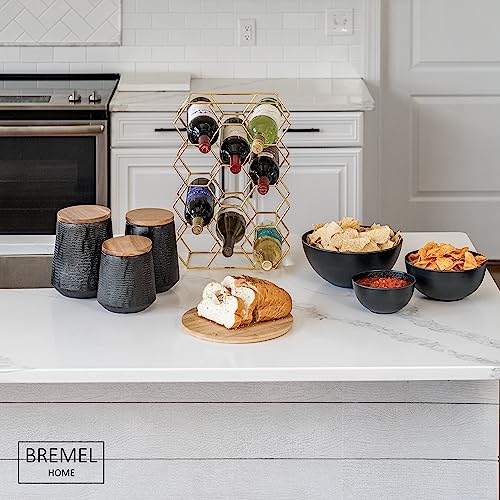 Bremel Home Bremel Large Black Salad Bowls With Bamboo Lids thumb #3