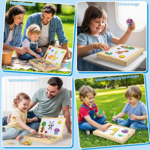 Jojoin Magnetisches Holzpuzzle 110 Stück, Magnettafel Kinder, Puzzle ab 3 – Ansicht 6