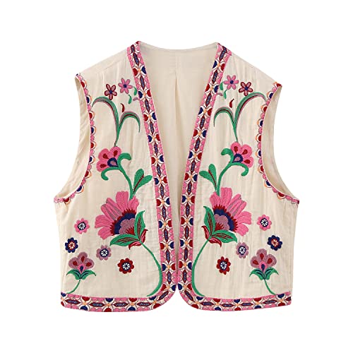 Amazon.com: hathne Women's Floral Embroidered Vest Boho Vintage