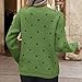 Womens Long Sleeve Crew Neck Sweaters Fashion Polka Dot Pullover Tops Fall Loose Dressy Casual Basic Clothes Green