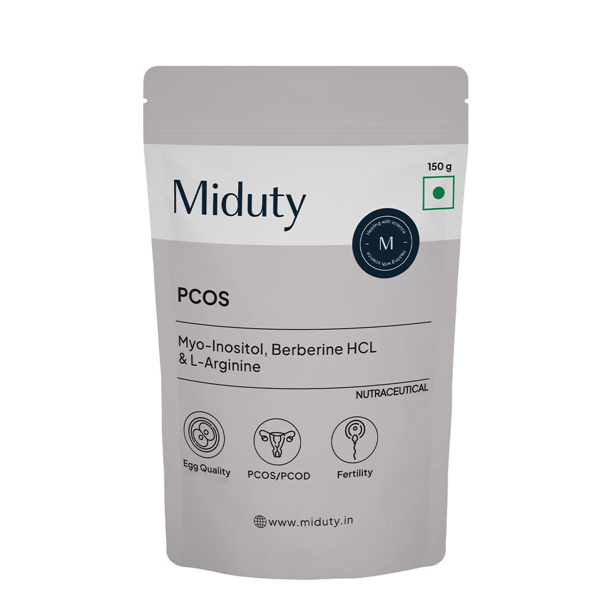 Miduty PCOS Supplement Myo Inositol 1000 mg | Helps in Hormonal Balance, Menstrual Cycle and Irregular Periods - 150 Gram, Powder-image-17