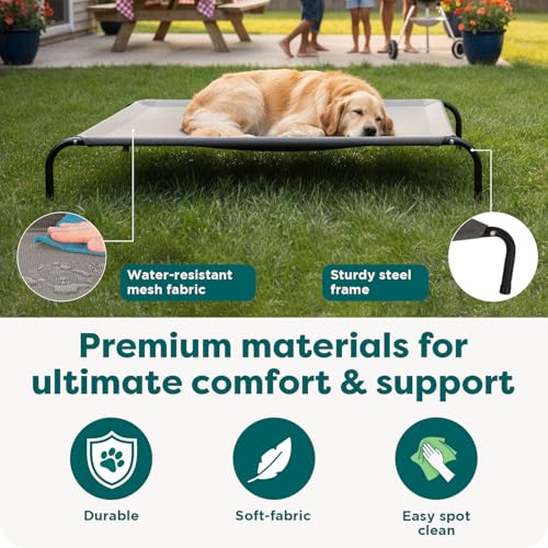 Image of FurHaven Elevated Dog Bed, Cooling Raised Pet Cot with Breathable Mesh, Durable Steel Frame, Indoor /Outdoor Use, Easy Assembly, Jumbo XL, Nylon Mesh with Steel Frame, Graphite Gray