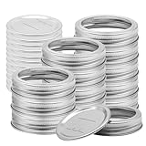 Canning Lids with Rings 24Pcs Canning Lids and Bands/Rings for Mason Jar, Ball or Kerr Jars, Split-type Metal Lids with Silicone Seals Rings Leak Proof (12Lids + 12Rings for Wide Mouth Jar)