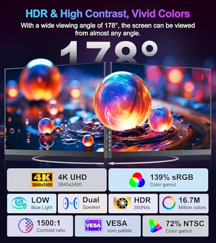 Image of 4K Portable Monitor 15.6 inch 3840x2400 UHD USB-C HDMI 100%NTSC 1500:1 Display | 100% Adobe RGB IPS Computer Gaming HDR Monitor w /Speakers & Kickstand for Laptop Xbox PS5 Switch PC Phone