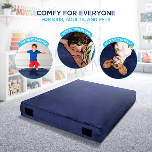 Homewell 3 x 4 Ft Crash Pad – Soft Velvet Cover Sensory Crash Pad for Kids with Durable Shock-Absorbing Foam, Machine Washable Cover, Ultimate Comfort and Safety for Kids, Adults and Pets (Blue) - Image 7