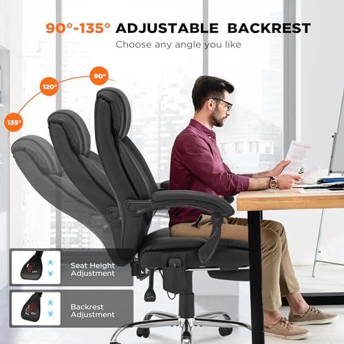 Homrest GGIN0252BK Executive Office Chair With Footrest,Reclining Massage Office Chair thumb #3