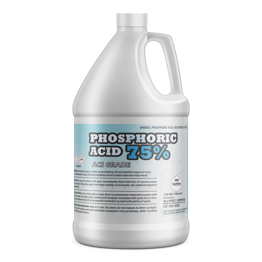 Phosphoric Acid 75% ACS Grade - 1 Gallon - High-Purity Reagent for Lab Analysis, Chemical Synthesis