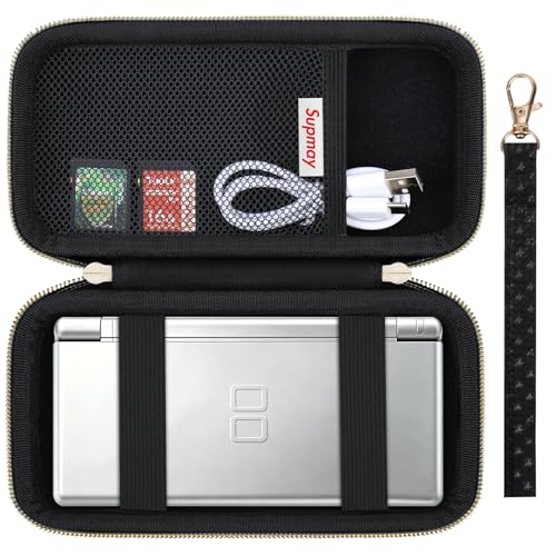 Image of Supmay Hard Carrying Case Compatible with Nintendo DS Lite NDSL, Gameboy Advance Games Storage Holder Travel Bag with Mesh Pocket for USB Charging Cable, Stylus, Earphones, Game Cartridge, Black