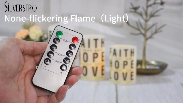 Image of Christmas Decor Flameless Candles with Remote Control - Real Wax Flickering LED Candles - Home Room Holiday Xmas Decorations, 3 Pieces, Faith, Hope, Love