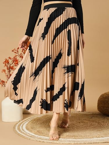 Image of ZWERLON | Effortlessly and Beautiful Floral | Floral Pleated Maxi Skirts for Women | Perfect Long Sleeve, Elastic Waist