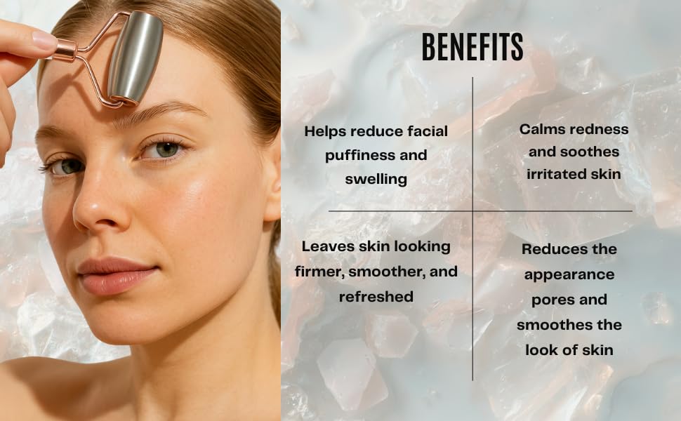 Ice Roller for Face, Dual-Head Stainless Steel, Rose Gold, Facial Massage Tool for Puffiness Reduction, Skin Tightening, Circulation - Image 6