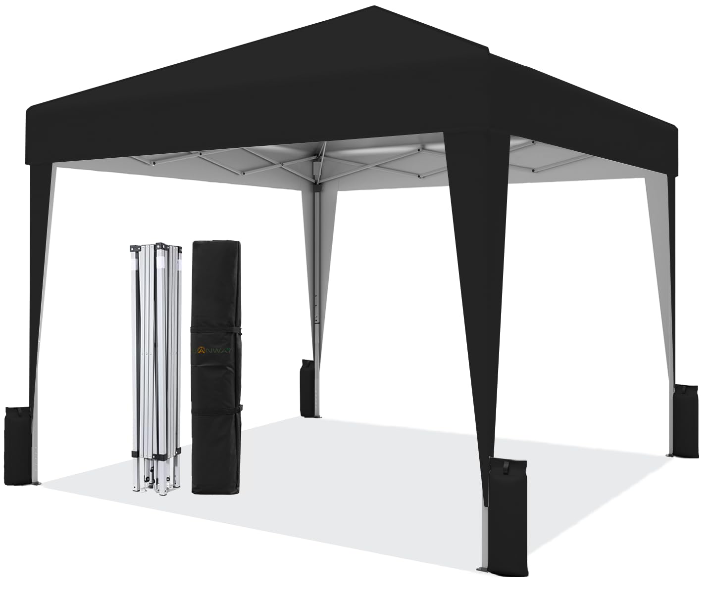 SANWAY 10x10 Pop up Canopy Tent, One-Button, Outdoor Instant Canopy Protable for Events, Camping, Parties, Vendor, Beach Tent - Black