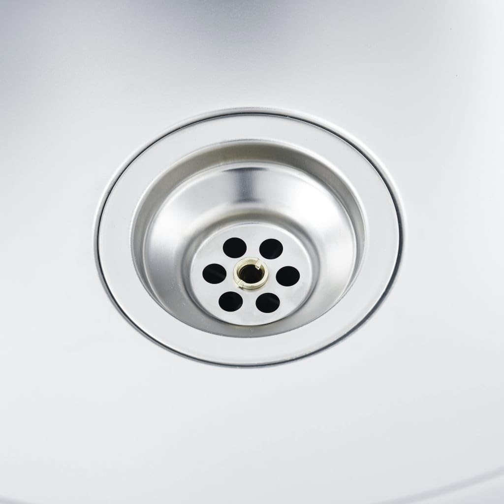 vidaXL Fregadero de Cocina con Escurridor, Pila Encima de Armario, Pileta de Cocina Superior, Lavabo Decorativo para Hogar, Acero INOX