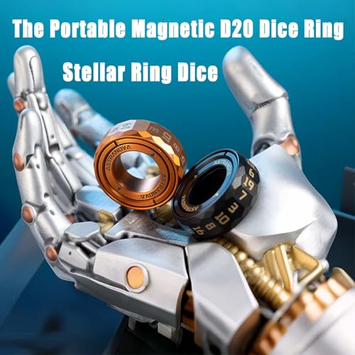 Image of Stellar D20 Dice Ring - Spinner Dice for DND RPG Tabletop Gaming Accessory with Rotating Dice D20 CNC Machined Brass Spinner Ring for D&D Gift for Dice Goblins, DM & Fantasy Engineers Anxietyrelief