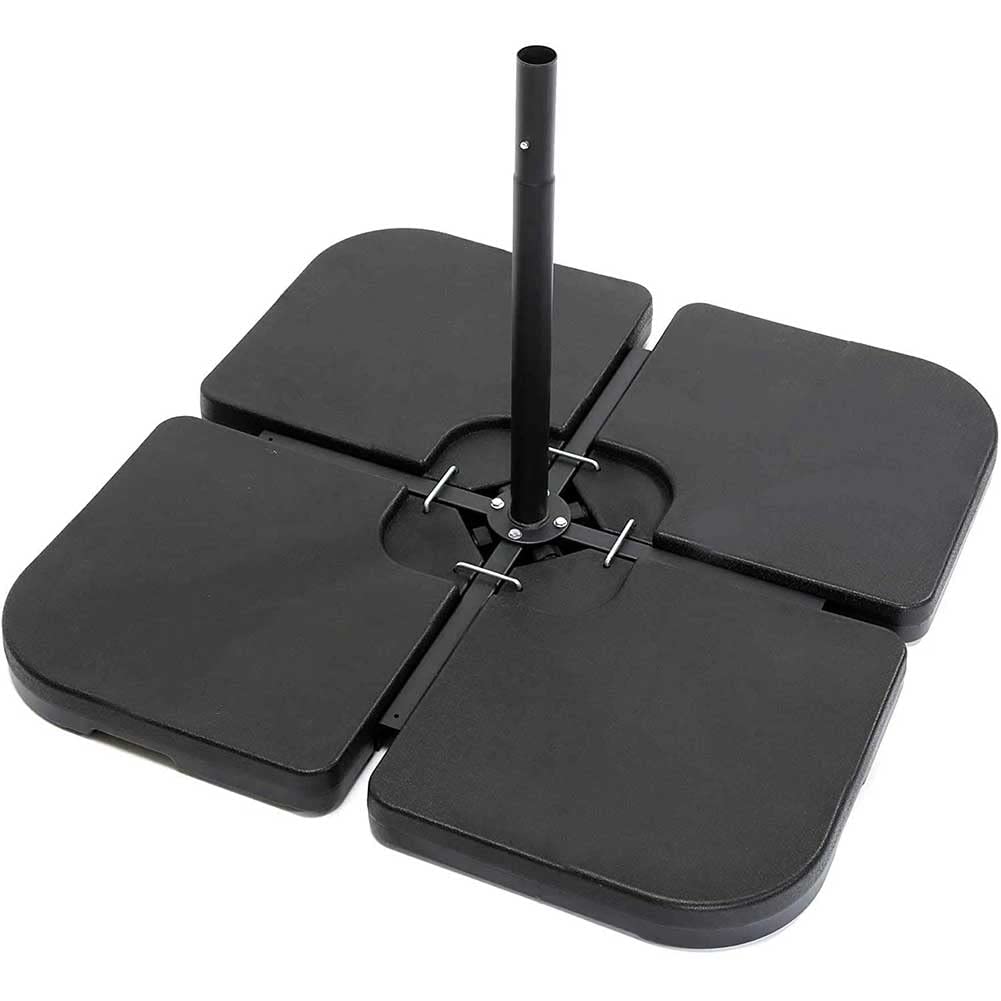BAKAJI Lot de 4 Supports de Poids pour Parasol en Plastique résistant aux intempéries pour l'extérieur à remplir avec du Sable ou de l'eau de Base, adaptés pour parasols avec Base en Croix