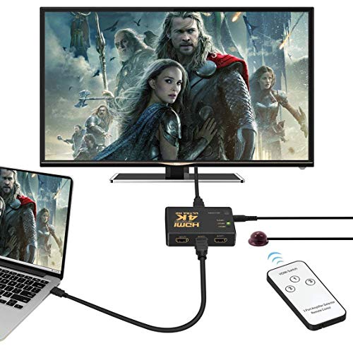 Image of MICROWARE 3-in 1-Out 3x1 HDMI Switch /Switcher with Remote & Power Adapter, 3D 1080P, Compatible with Bluray, PVR /Netflix /Roku /Kodi Box, PS4 /PS3