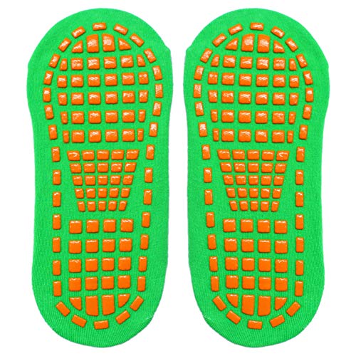 beautijiam Non Slip Yoga Socks, Breathable Cotton Non Floor Socks with Grip for Yoga, Dance, Fitness, Hospital Green