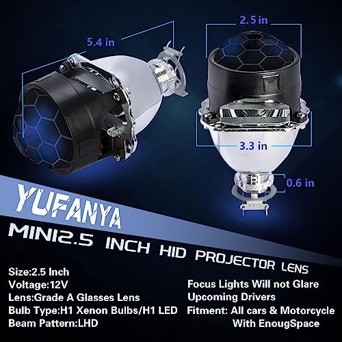 Lámpara Proyector Bi-xenón 2.5 pulg azul universal H1 H4 H7 miniatura 4