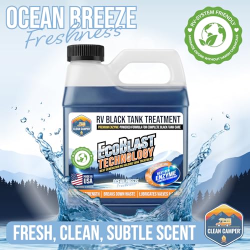 Image of Clean Camper Extreme Strength RV Black Tank Treatment Liquid, 32 oz | Odor Control, Waste Breakdown, Lubricates Valves & Seals, Keeps Sensors Clean