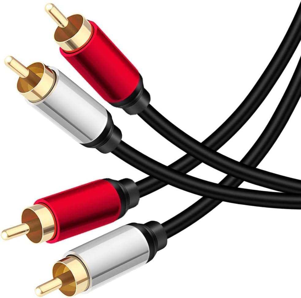 Yeung Qee 2RCA Male to 2RCA Male Stereo Audio Cable,Dual Shielded Gold-Plated RCA Stereo Cable,Suitable for Home Theater, Amplifier, HDTV, Game Console, Hi-Fi System. (15m/50ft)