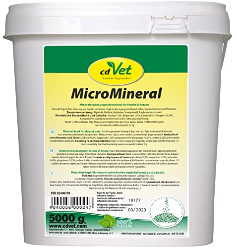 cdVet MicroMineral Hund & Katze 5000g - Nahrungsergänzung für Haustiere mit Mineralstoffen und Spurenelementen wie Magnesium und Calcium sowie Vitaminen