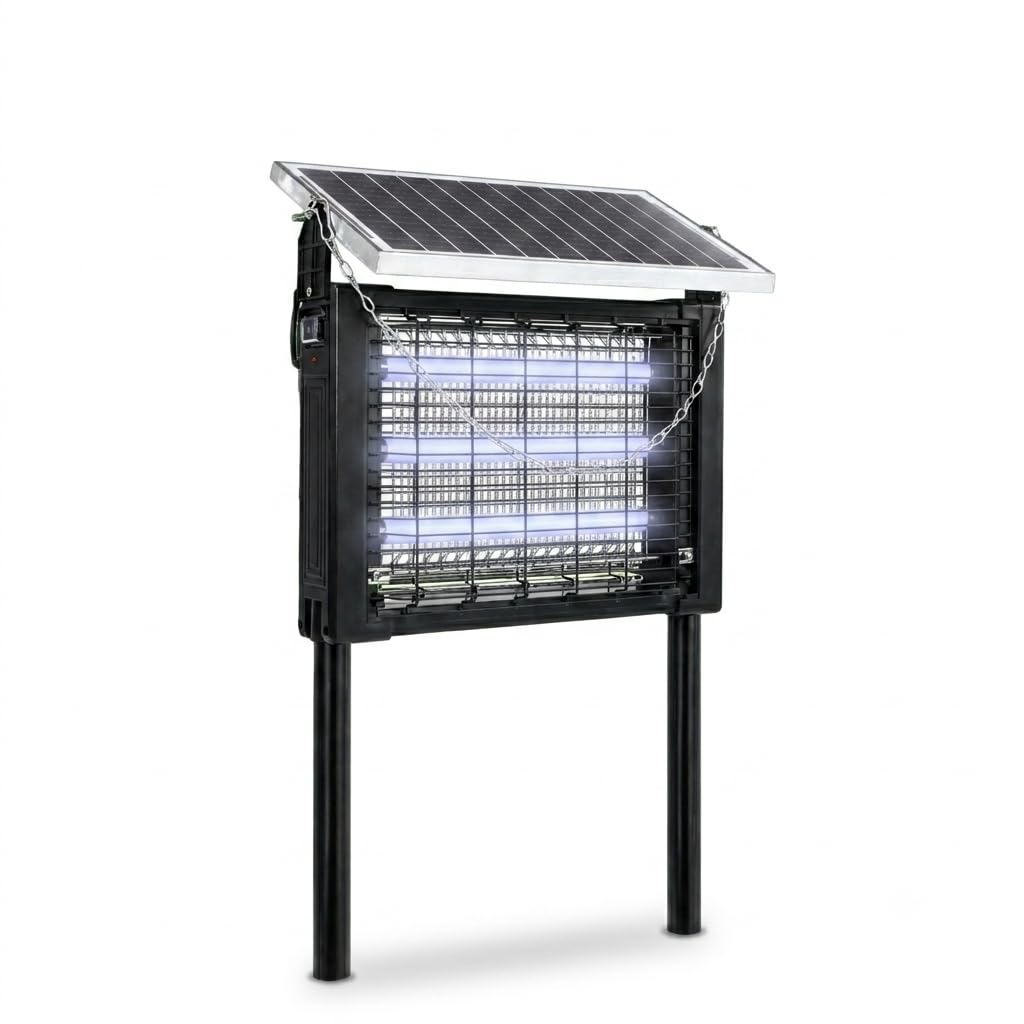 Trappola per zanzare elettrica da esterno Zapper per insetti solari | Impermeabile ad alta potenza 4500 V, terrazza, giardino, cortile, patio, camper, campeggio, stagno, controllo dei parassiti