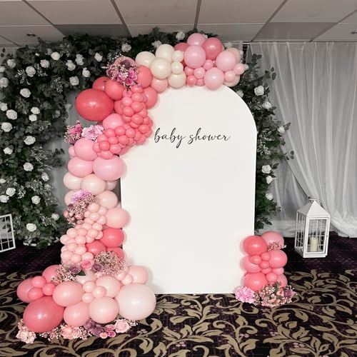 Image of Dusty Pink Balloons, 12 Inch Boho Pastel Light Pink and White Balloons, Neutral Blush Ivory Beige Balloon for Girls Women Birthday Baby Shower Wedding Bridal Shower Gender Reveal Party Decorations