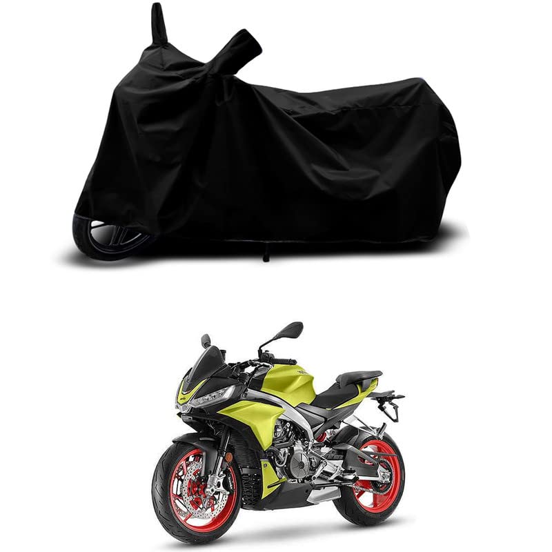 Image of 100% Scratchproof /UV-Rays /Heat Protection /Birds Dropping /Water Resistant /Dust Proof /Waterproof /Full Bike Scooty Two Wheeler Body Cover Compatible for Aprilia Tuono 660 All Varients[Black]