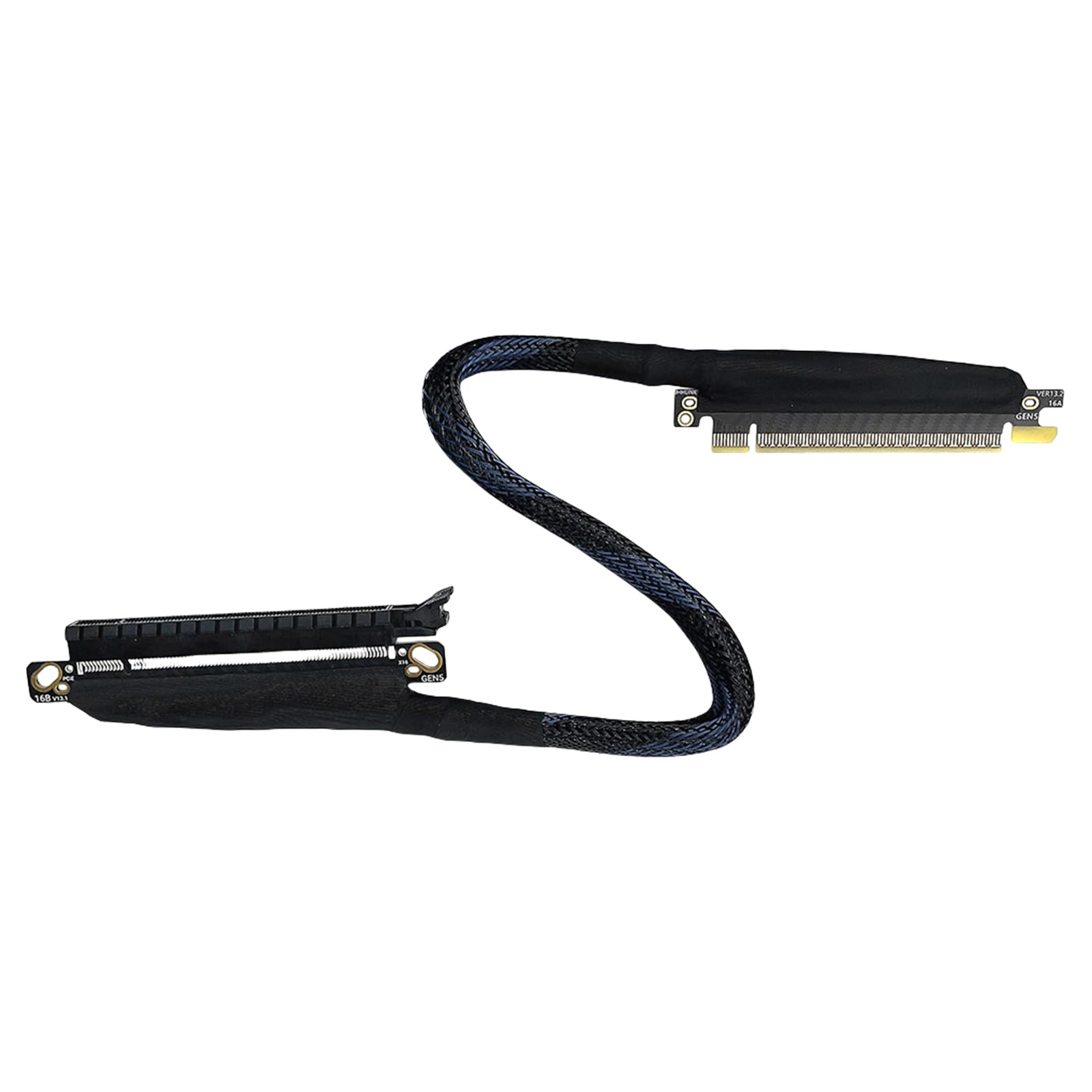 Jazuaiao Angles Orientation PCIe5.0 X16 Graphics Card Extender Reinforced Braide Cable 180 Degree Flexible Routing Solution