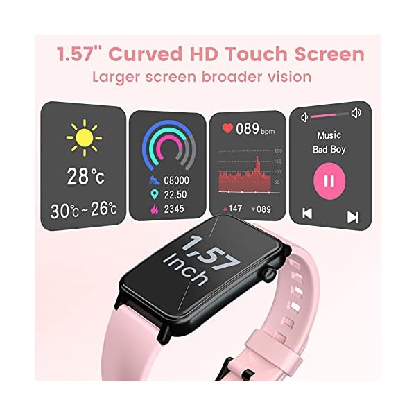 NAIXUES Smart Watches for Women, 1.69" HD LCD Smart Watch with Stainless Band Heart Rate Blood Oxygen Sleep Monitor, IP68 Waterproof Fitness Tracker for Android Phones and iPhone, Smart Watch (Yellow)