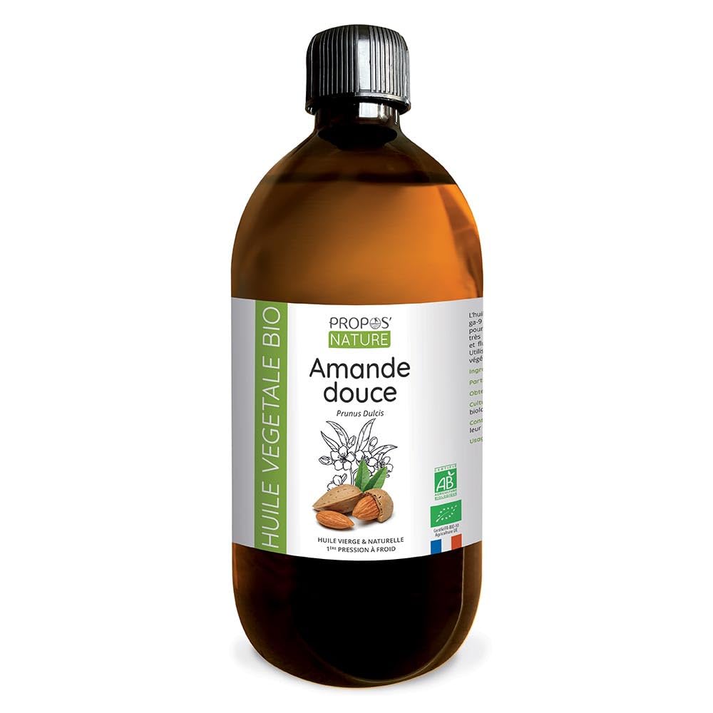 Huile d'Amande Douce Bio - Prunus Amygdalus Dulcis Oil - Huile vierge - 100% pure et naturelle - 500ml - PROPOS'NATURE