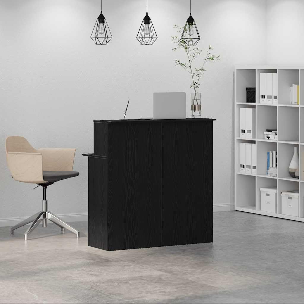 Hommdiy Empfangstheke Schwarz 100x50x103,5 cm Empfangstresen Kassentheke für Büro Holzwerkstoff