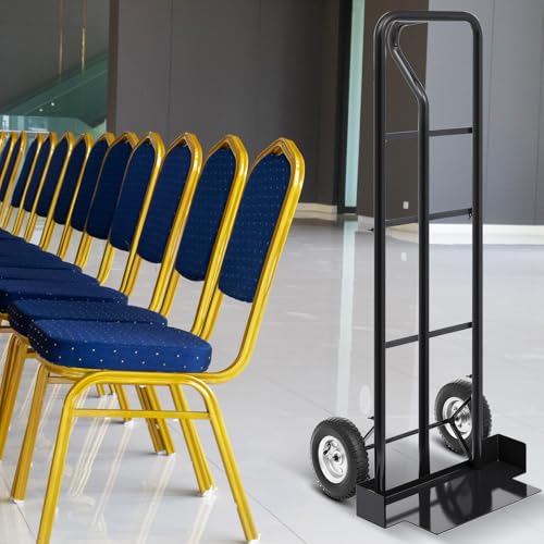 52'' x 22'' x 18'' Heavy Duty Stack Chair Dolly Banquet Chair Dolly Cart Holds 7 Chairs Oversized Rubber Wheels for Easy to Load and Unload for Party Event Rental Furniture (Black) - Image 3