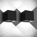 Juyace LED Sconce Wall Lighting 20W Outdoor wall Light Up and Down Exterior Light Fixtures Angle-Adjustable Black Square Aluminum 4.7" IP65 6000K for Porch Patio Garage Backyard Garden 2 Pack