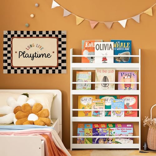 Image of XYDEG Playroom Wall Decor, Black and White Checkered Toddler Playroom Decor Hanging Linen Banner,Play Room Wall Art for Nursery Kids Boy Girl Room Bedroom, 30x20 Inch