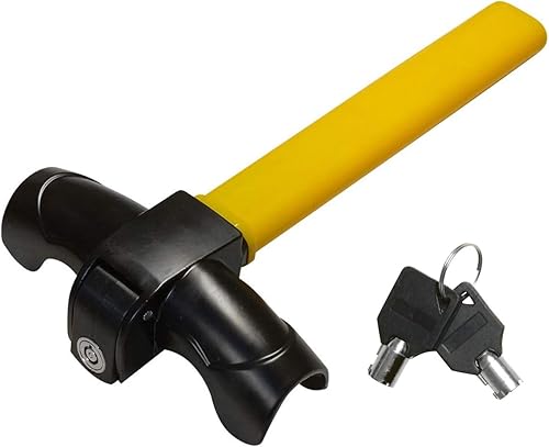 VaygWay Cerradura universal para volante de automóvil, llave de cilindro antirrobo para volante, fuerte y resistente, bloqueo giratorio antirrobo