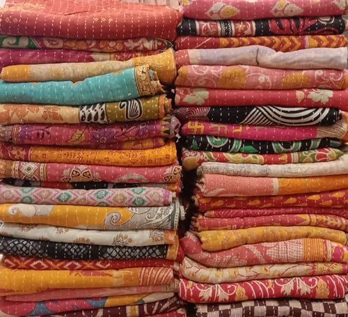 Textillhub KTGD005 Indian Wholesale Indian Tribal Kantha Quilt Vintage Handmade Blanket Patch Kantha Throw Hippie Bohemian Cotton Saree Made Kantha Rally  thumb #4