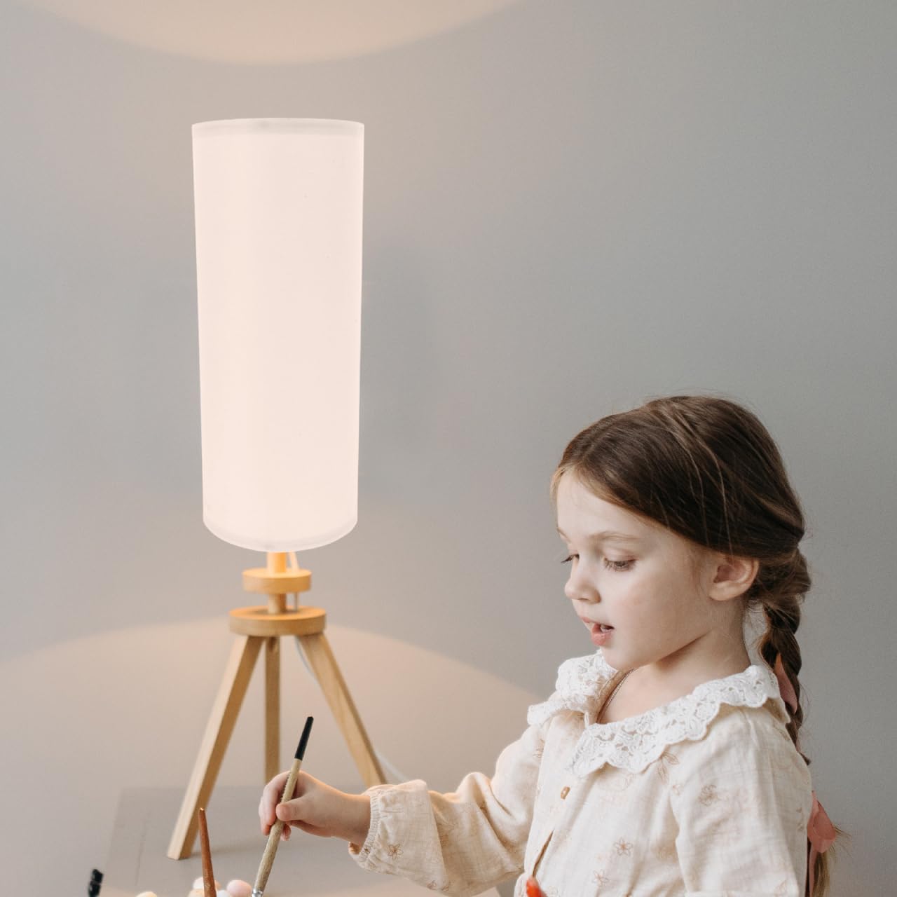 NUOBESTY Fabric Floor Lamp Shade Replacement, Tall Cylinder Drum Lampshade 160x400mm, Minimalist Fabric Cover for Modern Home Lighting