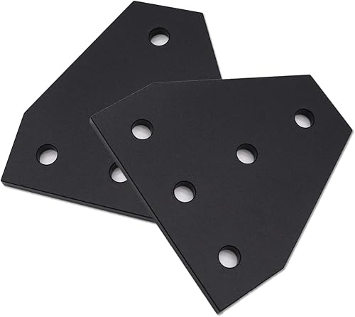Miniatura 8 de 10 placas de soporte de esquina negras serie 2020 de 5 agujeros en forma de L con 50 tuercas M5 T + 50 tornillos M5 x 0.315 in + 1 llave para ranura