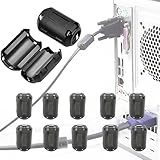 10PCS 13mm Ferrite Core Clip-On EMI RFI Noise Filter Ferrite Beads Snap On Industrial-Grade UI1000 Snap Ring Choke for Power Tools, UPS, Coaxial Cable, Audio Equipment Interference Suppressor (13 mm)