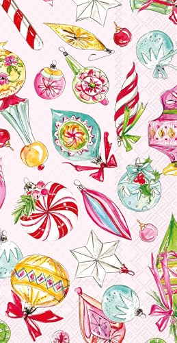 IHR Ideal Home Range Dinner Napkins Disposable 3-Ply Paper Guest Hand Towels 8.5 x 4.5 Vintage Ornaments 16-Count